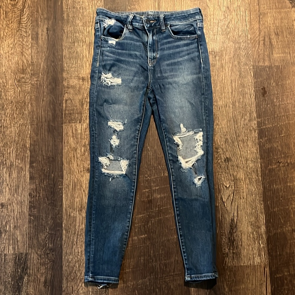 AE Next Level Stretch Distressed Skinny Hi-Rise Jegging